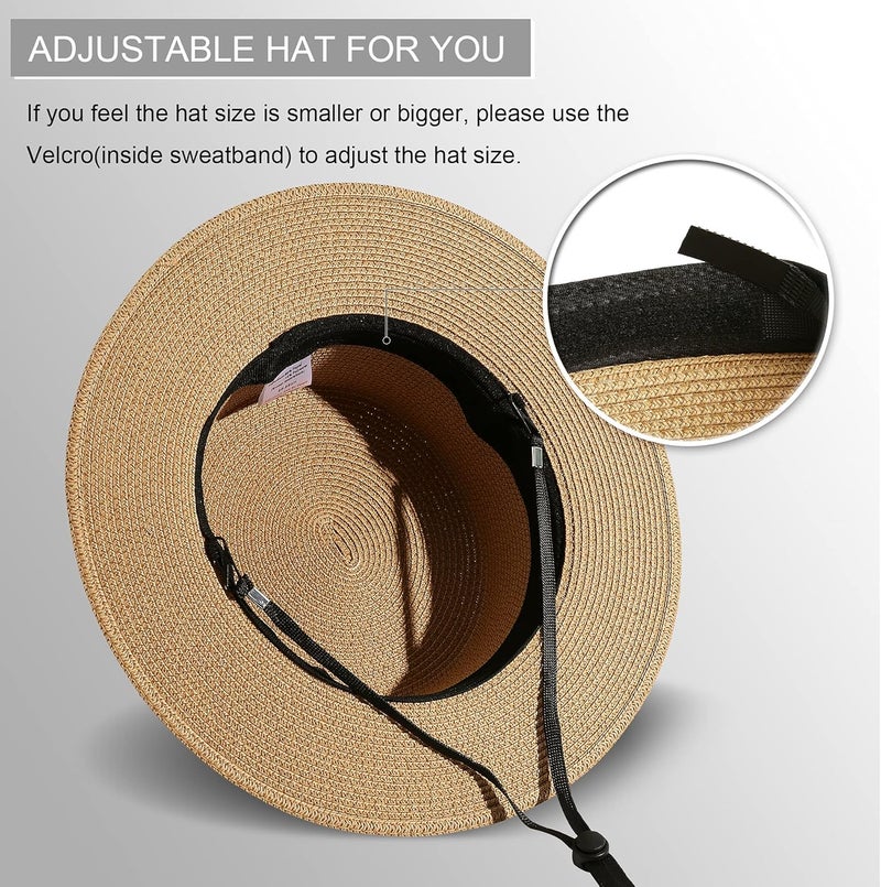 Lanzom Sun Hats for Women Wide Brim Straw Boater Hat Foldable Packable Beach Hat for Summer Fit Size 6 8/7-7 1/4 - Image 4